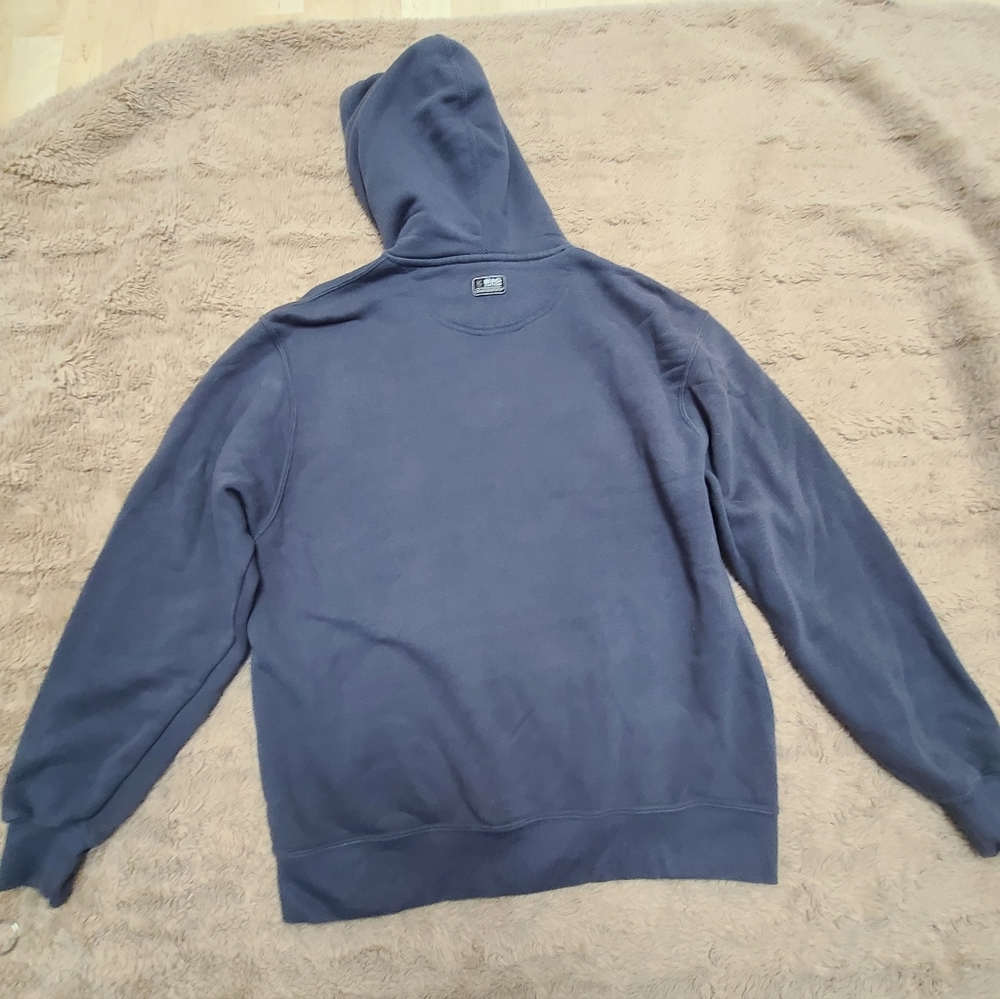 Endicott Island Alaska Embroidered Hoodie With Polar Bear And Oil Field, Blue - Picture 7 of 8